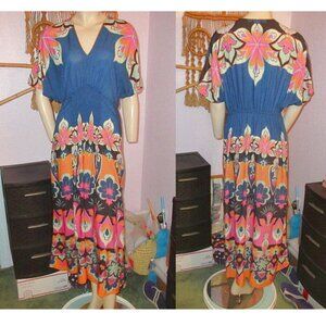 Anthropologie Bl-nk London Tatiana Kaftan Dress S M L OS Midi Kimono Flowy Boho
